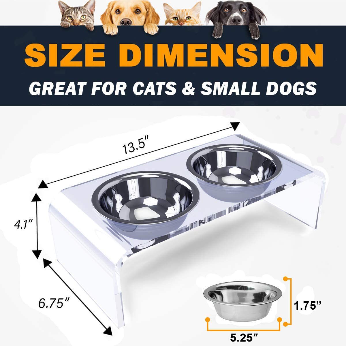 Elevated Acrylic Pet Feeding Station