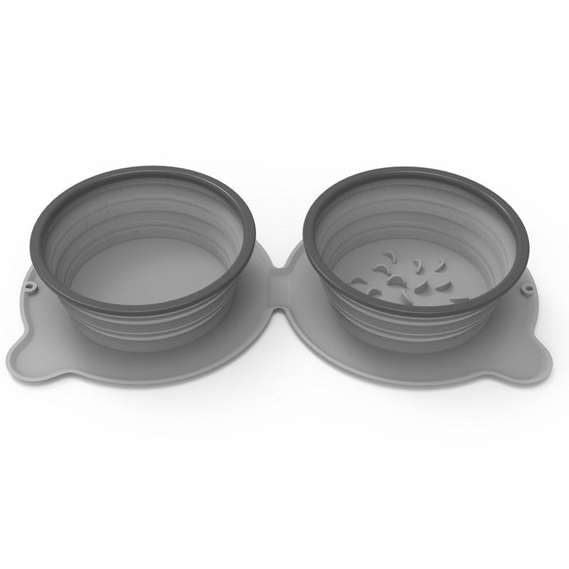 Portable Foldable Double Pet Food Bowls