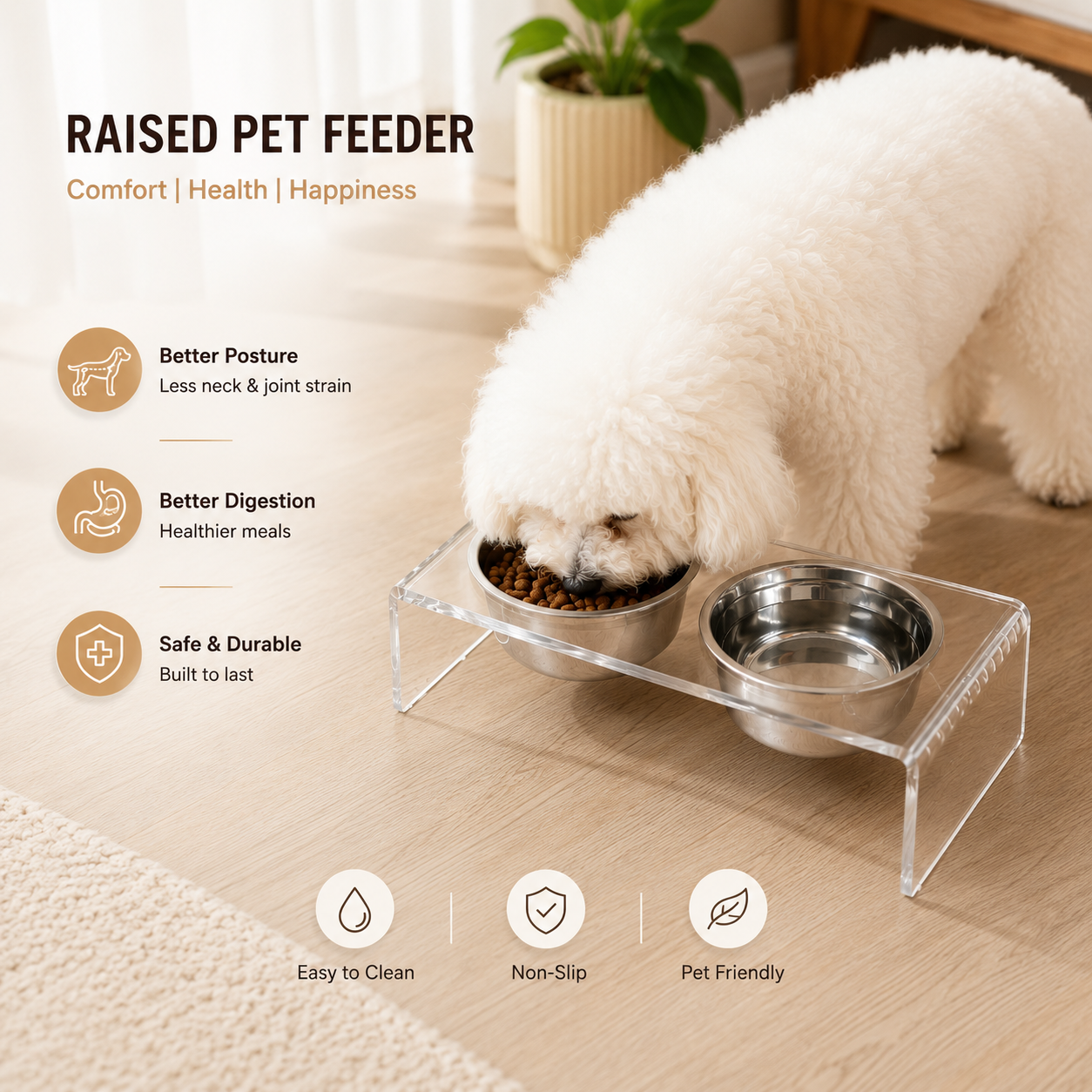 Elevated Acrylic Pet Feeding Station