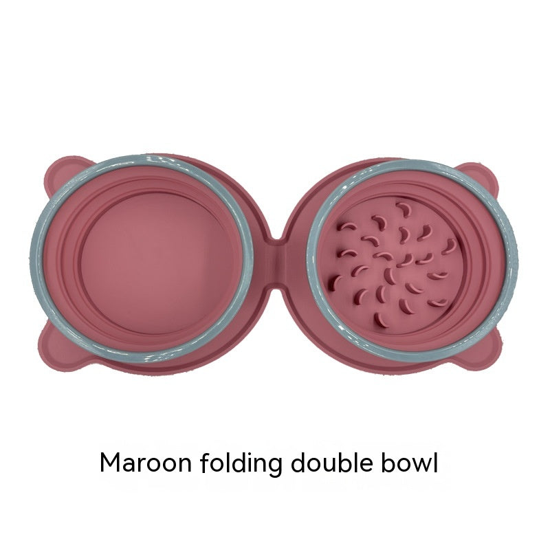 Portable Foldable Double Pet Food Bowls