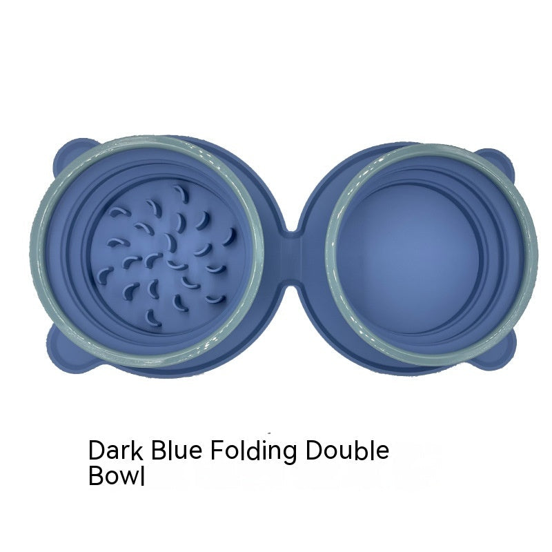 Portable Foldable Double Pet Food Bowls