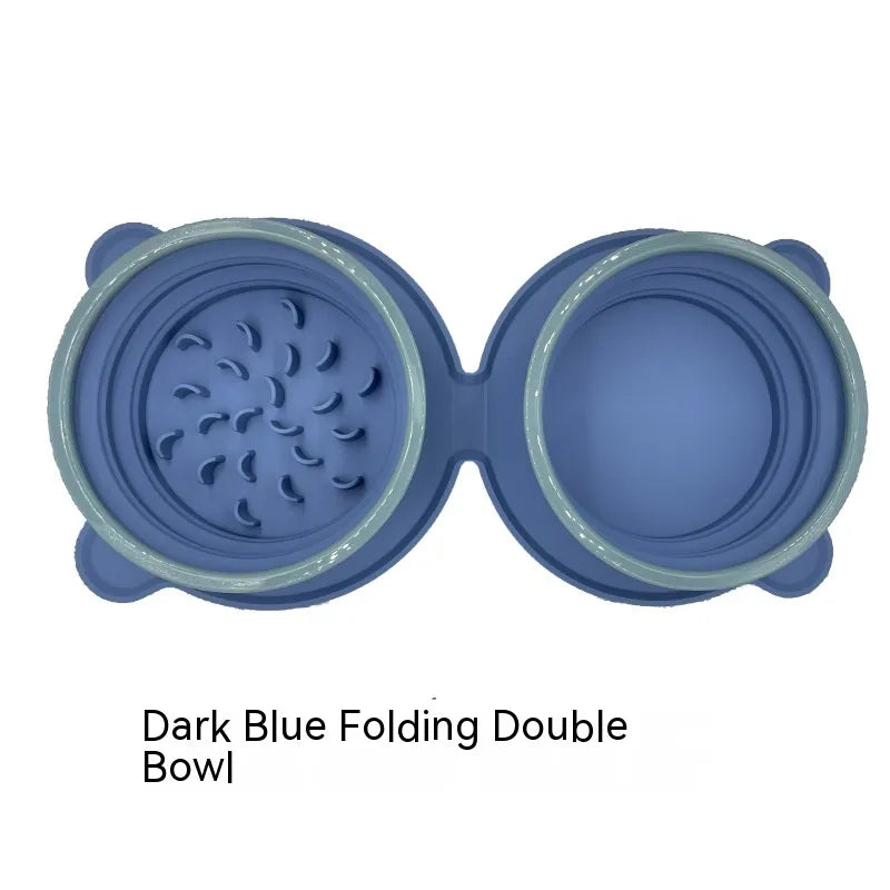 Portable Foldable Double Pet Food Bowls