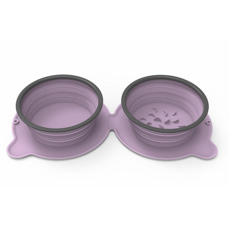 Portable Foldable Double Pet Food Bowls
