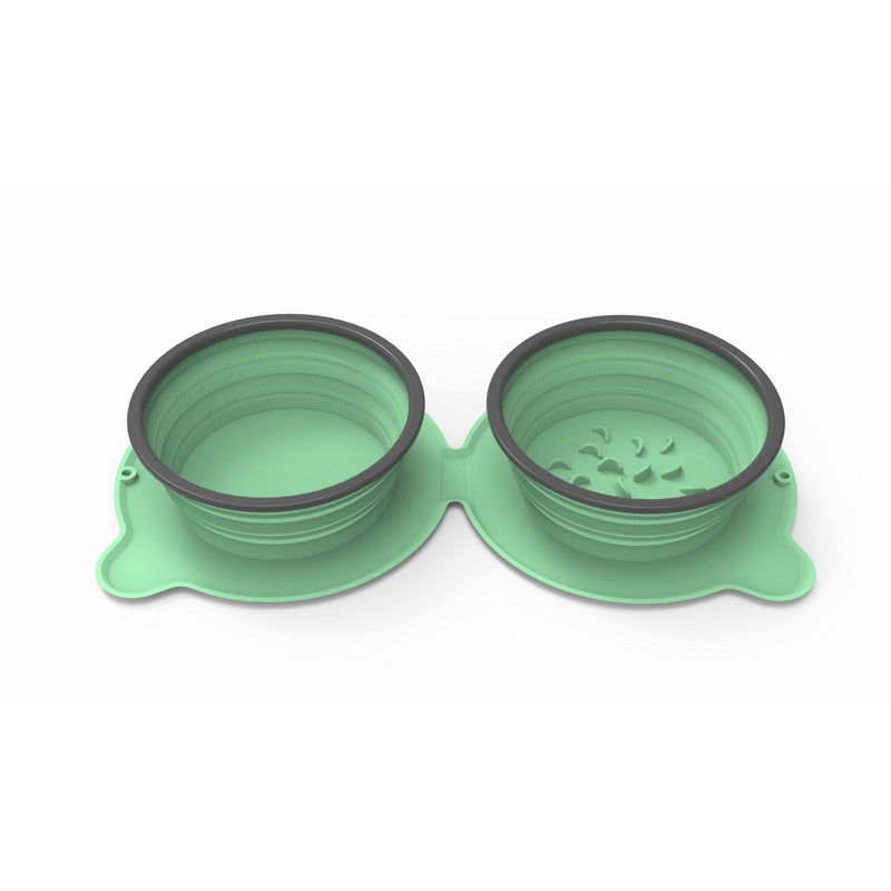 Portable Foldable Double Pet Food Bowls