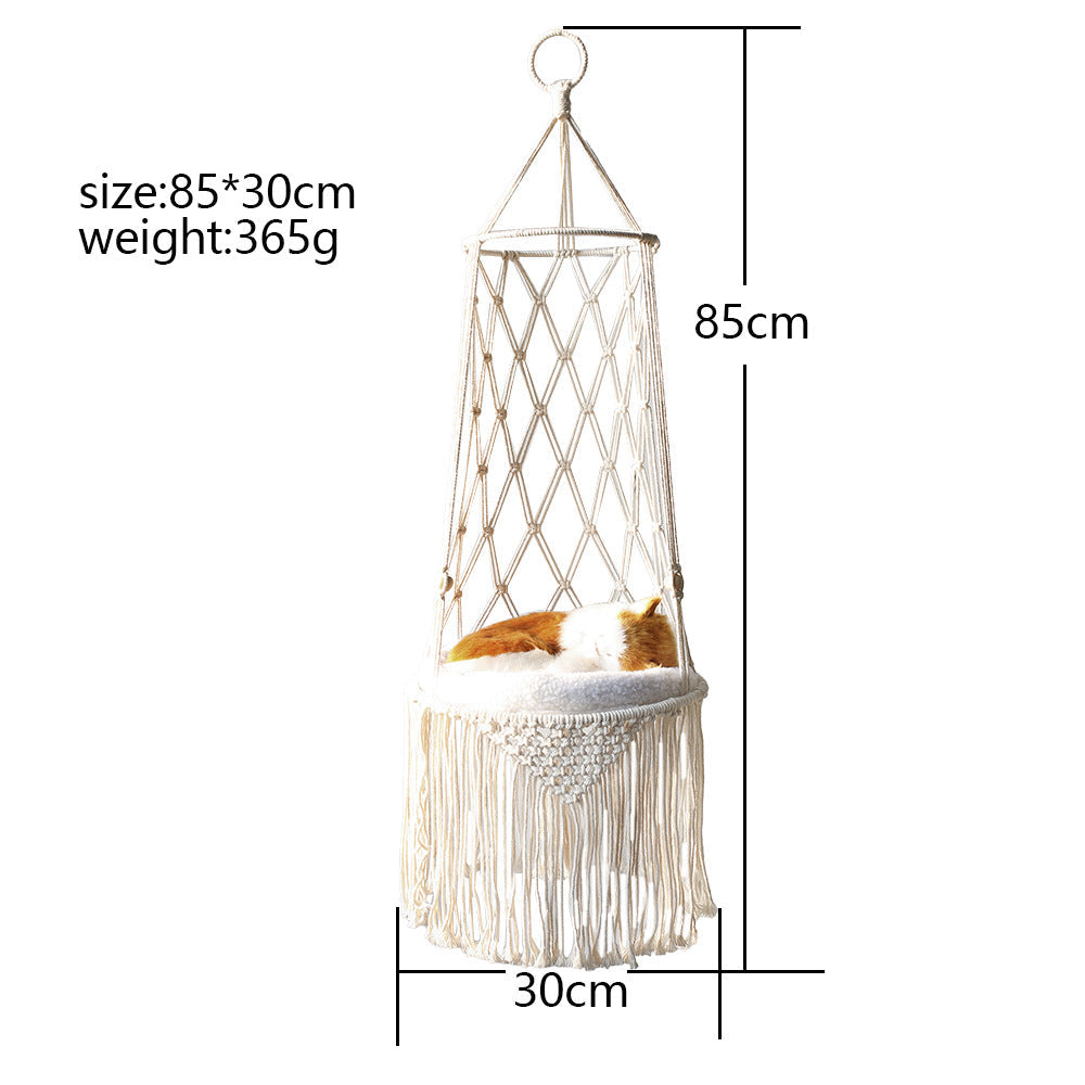Macrame Hanging Cat Hammock Bed