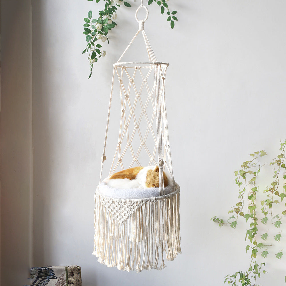 Macrame Hanging Cat Hammock Bed